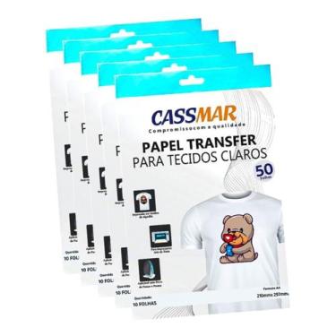Imagem de Papel Transfer Jato De Tinta A4 Tecidos Claros 150g/m²  Cassmar 50 Fls