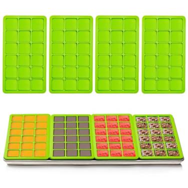 Imagem de Divisores grandes de bandeja de silicone com 18 cavidades para secador de congelamento direto da colheita, bandejas médias e pequenas, 4 bandejas de silicone verde para colheita, acessórios de