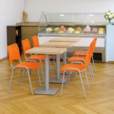 Imagem de Kit 6 Cadeiras Iso Base Cinza, Escola, Escritório, Igreja- Laranja