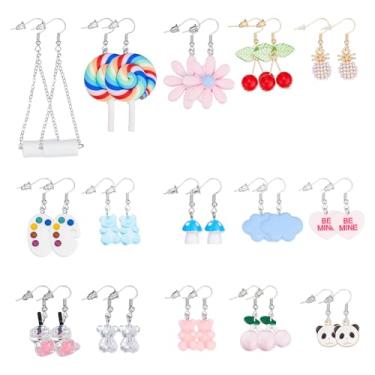 Imagem de UNICRAFTALE Ganchos de orelha de acrílico coloridos lindos brincos de verão flor de pirulito para mulheres brinco engraçado pingente de gota azul urso nuvens orelhas ganchos para mulheres presentes de