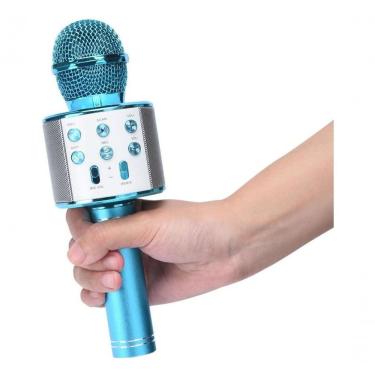 Imagem de Microfone Sem Fio Bluetooth Karaokê Ws 858 - Azul Homologação: 149822010251