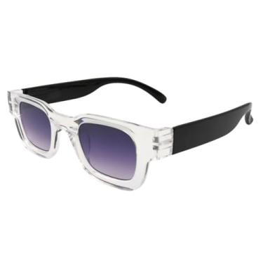 Imagem de Óculos de Sol Retangular Estilo Cinema Premium Retro Vintage Oldstyle Clássico Praia UV400 Unisex Feminino Masculino - Modelo Ibiza - Cacife Brand (Cristal e Preto)