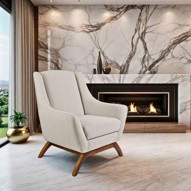 Imagem de Poltrona Base em Madeira 105cm X 80cm Juliet Bege