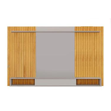 Imagem de Painel Home p/ TV até 70 Pol Leo c/ Nicho 215x136cm Freijo/Off White - DJ Móveis