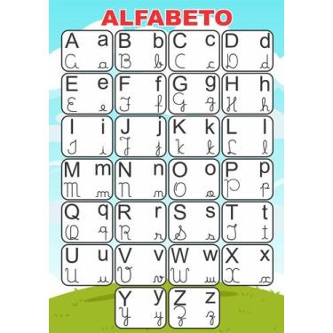 Imagem de Painel de Lona Escolar Alfabeto Letras Cursivas e Forma -100x070cm - F