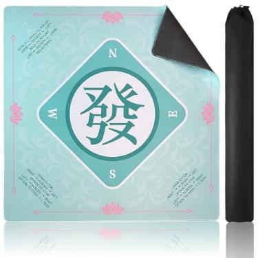 Imagem de Mah Jong Mat for Game Table 3mm Mah Jongg Accessories with Black Carrying Bag Anti-Slip Noise Reduction Table Cover for Poker, Board Games, Dominoes, and Card Games 31.5 Inch