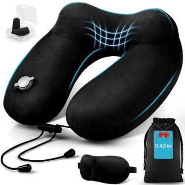 Imagem de Almofada de pescoço de viagem UROPHYLLA compacta inflável com máscara 