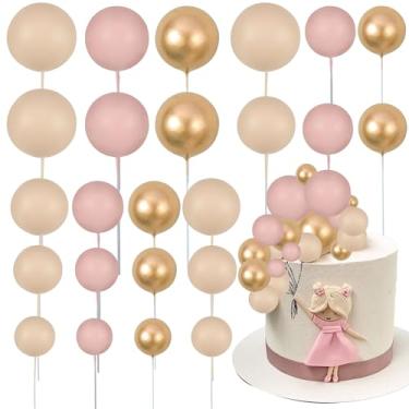 Imagem de Gyufise 30 peças de enfeite de bolo, palitos de bolo, coloridos, em forma de bolo, em forma de bolo, enfeite de cupcake para tema de urso, lembrancinhas de festa de aniversário, suprimentos de decoração de casamento, damasco, dourado, marrom claro