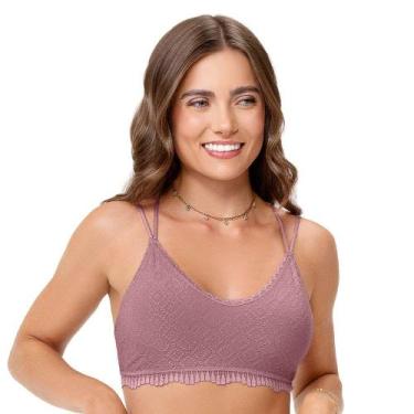 Imagem de Top com Renda e Bojo Removível sem Costura Rosa Lilás Zee Rucci, P