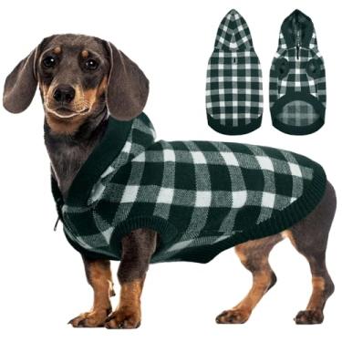 Imagem de Kuoser Suéter xadrez para cães, suéter de lã quente para cães pequenos, P malha de inverno suéter de cachorro de Natal, roupas para animais de estimação em clima frio para meninas, meninos, roupas e