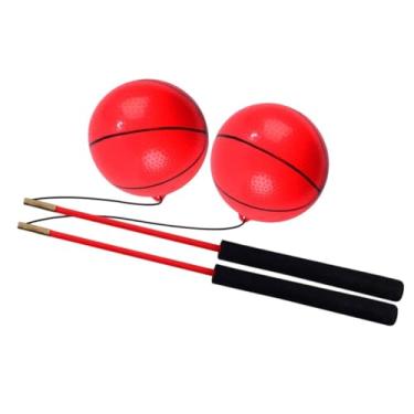 Imagem de IEUDNS Bola de exercício, bolas de fitness, alongamento de braço e ombro com haste, alças de espuma, jogo de arremesso manual para parque, adultos e crianças, Vermelho