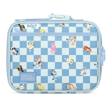 Imagem de Lancheira infantil simples e moderna para escola | Lancheira térmica reutilizável para crianças, meninas e meninos | Bolsos externos e internos | Coleção Hadley | Xeque-mate azul