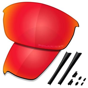 Imagem de SAUCER Lentes de reposição premium e kits de borracha para Oakley Flak Jacket | Flak Jacket Low Bridge Fit Óculos de sol de alta defesa - Vermelho fogo polarizado