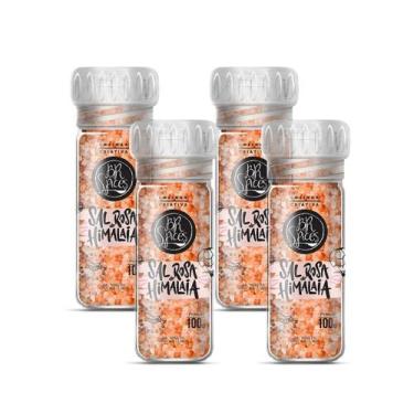 Imagem de Kit 4 Moedor Sal Rosa Do Himalaia Iodado BR Spices 100G