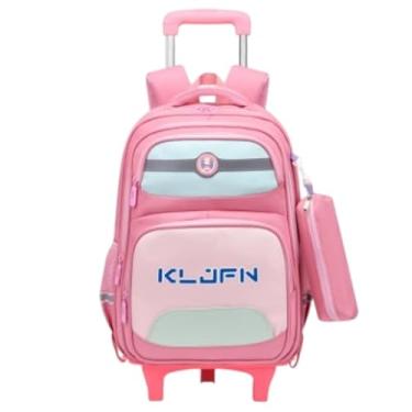 Imagem de Mochila Escolar com Rodinhas LED, Kit com Estojo, 3 Compartimentos, carrinho mochila escolar infantil para meninos e meninas de 6 a 12 anos