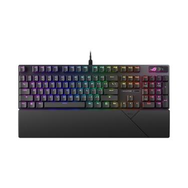 Imagem de ASUS Teclado mecânico para jogos ROG Strix Scope II X com fio USB – 100% tamanho completo, interruptores lineares ROG NX Snow V2 pré-lubrificados, teclas PBT, RGB, suporte para PC/Mac - Preto