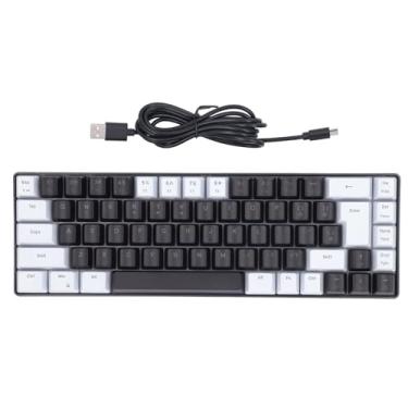 Imagem de Teclado para Jogos de Membrana Com 68 Teclas, Sensação Mecânica de Cor Contrastante para Entretenimento e Trabalho Com de Conexão USB (Branco Preto)