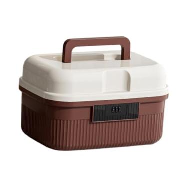 Imagem de predolo Recipiente de Armazenamento com Trava de Segurança, Organizador de Senha Conveniente, Caixa de Travamento para Dormitório, Armazenamento de Documentos, Marrom Avermelhado, Tamanho real