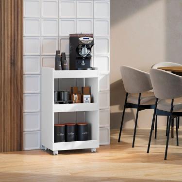 Imagem de Organizador Carrinho Multiuso 3 Prateleiras com Rodízios Jade Branco