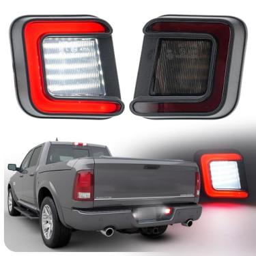 Imagem de Luz de placa de licença de LED Ram de substituição OEM para 2003-2018 D0dge Ram 1500 2500 3500 branco vermelho OLED lâmpada traseira placa de matrícula etiqueta traseira 2 peças lente fumê