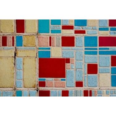 Imagem de Quadro Decorativo com Estampa Colorful Wall Red And Blue 40 x 40 Papel 2 unidades