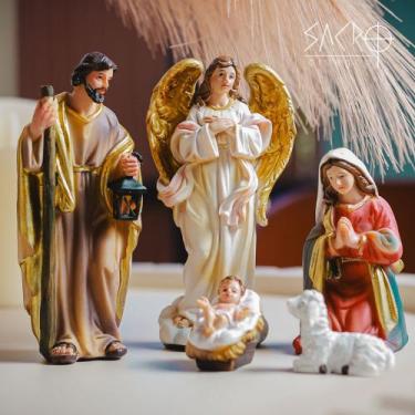 Imagem de Presépio Sagrada Família Natal 5 Peças 12cm Resina Importada - Sacro