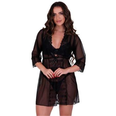 Imagem de Hobby Roupão de Dormir com Detalhe em Renda Robe Luxuoso Iza - NAKA MO