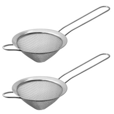 Imagem de Biaungdo 2 coadores de malha fina de 8,5 cm/3,3 polegadas, coador de chá de aço inoxidável, peneira de malha cônica para coquetéis, café, alimentos, macarrão, filtro de chá (pequeno)