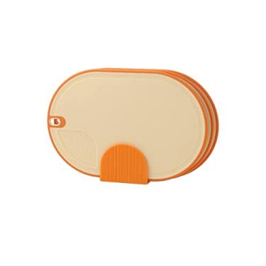 Imagem de HEEPDD Placas de Corte para Cozinha, Conjunto de Tábua de Plástico, Lados de Dupla Face, Armazenamento Fácil, Perfeito para Carne e Legumes (Laranja)