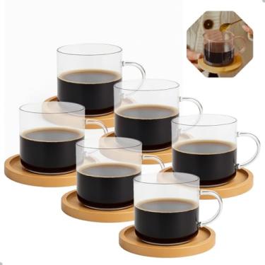 Imagem de Conjunto de 6 Xícaras em Vidro Borossilicato, 120ml, com Pires em Bambu