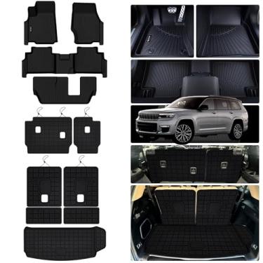 Imagem de Forro de chão para Jeep Grand Cherokee L 2021-2025 (apenas para 7 assentos), tapetes de chão TPE e tapete de porta-malas e 2º e 3º tapete de encosto para acessórios Grand Cherokee L 2025