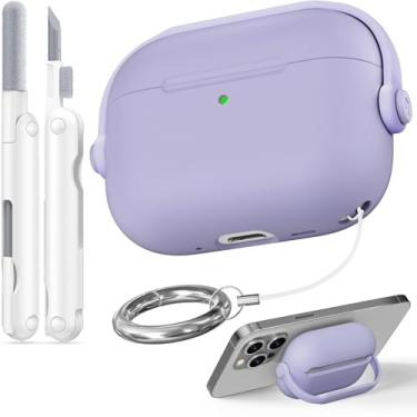 Imagem de Wowwat Capa para Airpods Pro 3, capa com trava de segurança para Apple Airpod Pro 3 (2025) com kit de limpeza, capa protetora contra quedas Air pods Pro3 para homens e mulheres com chaveiro, roxo