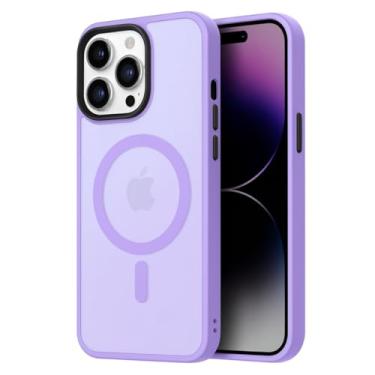 Imagem de Capa Capinha Case Translúcida Magnética Anti Impacto Slim Fosca Bordas Elevadas Para iPhone (Roxo Claro, iPhone 12 Pro Max / 13 Pro Max)