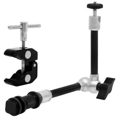 Imagem de Braçadeira mágica de liga de alumínio, suporte universal de ângulo ajustável, braço mágico, braçadeira de caranguejo de conexão rápida para monitor de câmera