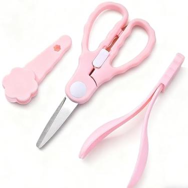 Imagem de OLQW Tesoura Para Comida De Bebê Com Estojo Viagem, Pinça, Colher, Conjunto Garfo, Portátil Aço Inoxidável Trava Segurança, Lavável Na Máquina Lavar Louças, Cozinha, Cortador Saudável Capa Protetora