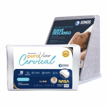 Imagem de Kit Travesseiro Cervical Puro Visco e Encosto Anatômico Sonos