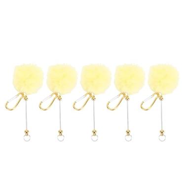 Imagem de AYNEFY Keychains de 5pcs Beadable, Keyring de Nylon Durável Com Bola de Pelúcia e Pingentes de Contas Personalizáveis ​​para Encantos de Bolsa Personalizados e Criação de Bricolage (Amarelo)