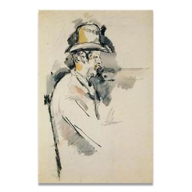 Imagem de LKXGRRSFG Homem com um cachimbo Paul Cézanne impressão em tela inspirada no outono arte moderna presente pai 11,20 x 45 cm sem moldura