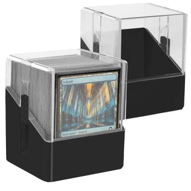 Imagem de Minahao Pacote com 2 caixas de baralho para 2 conjuntos de baralho MTG Commander ou 200 cartas TCG. - Caixa organizadora de cartões com tampa transparente para mais de 100 cartas de manga única