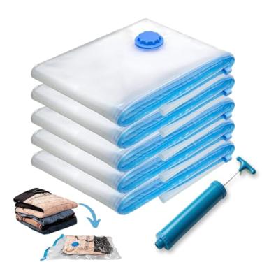 Imagem de Kit 5 Saco a Vacuo Roupa com Bomba 50x60cm | Organizador a Vácuo para Roupas de Viagem | Sacos a Vacuo para Mala e Edredom | Premium InoVibes