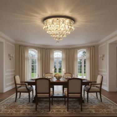 Imagem de Lustre Base 40 cm dourada cristal legítimo k9 honey ou translúcido. - 