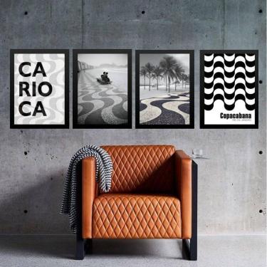 Imagem de Kit 4 Quadros Rio De Janeiro - Copacabana 45X34Cm - Vidro