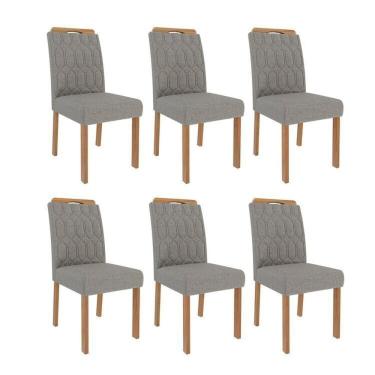 Imagem de Kit 6 Cadeiras para Sala de Jantar Estofadas Paola Grafite