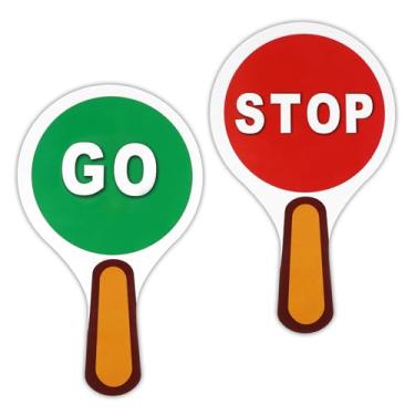 Imagem de Yuomeaz Placa Stop and Go, placa de trânsito dupla face Stop and Go, proteção de travessia à prova d'água com alça