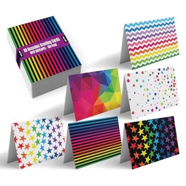 Imagem de Pacote com 100 cartões comemorativos para todas as ocasiões, cartões em branco sortidos, 10 x 15 cm, 6 designs em formato brilhante, interior em branco, da Better Office Products, com Envelopes, pacote com 100