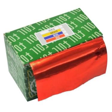 Imagem de Papel Alumínio Vermelho Para Cabelos Rolo 16Micras - 01 Unidade