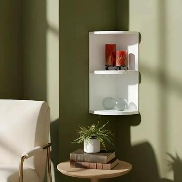 Imagem de Cantoneira Nicho Prateleira de Canto Suspenso Multiuso Cozinha Branco Laca