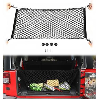 Imagem de Voodonala Organizador universal de malha de 101 cm x 45,7 cm para porta-malas, rede elástica para caminhonete, divisória de cama compatível com carros, vans, caminhões e SUVs, para Jeep, Dodge, para