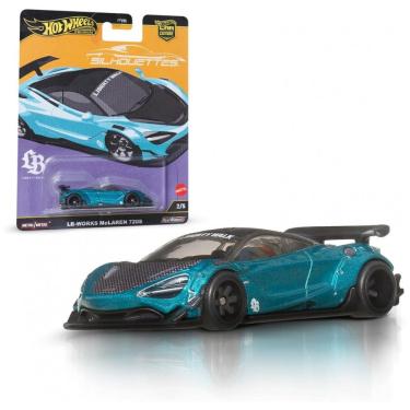 Imagem de Hot Wheels Premium Car Culture Silhouettes 1/64 Miniatura Die-Cast McLaren 720S LBWorks com Pneus Real Riders Corpo e Chassi de Metal
