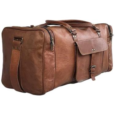 Imagem de Bolsa de Viagem de Couro Esportiva Masculina, CUERO 6791921, Marrom Claro
